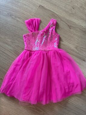 Cat & Jack Hot Pink Sequin Tulle One-Shoulder Dress
